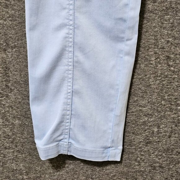 Crown & Ivy Trouser Pants Womens Size 8 Cotton Blend Light Blue Tapered Belted - Picture 3 of 16